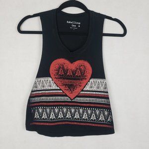Rebellious one heart crop top size small